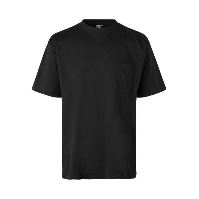 ID0550 Sort T-shirt med brystlomme